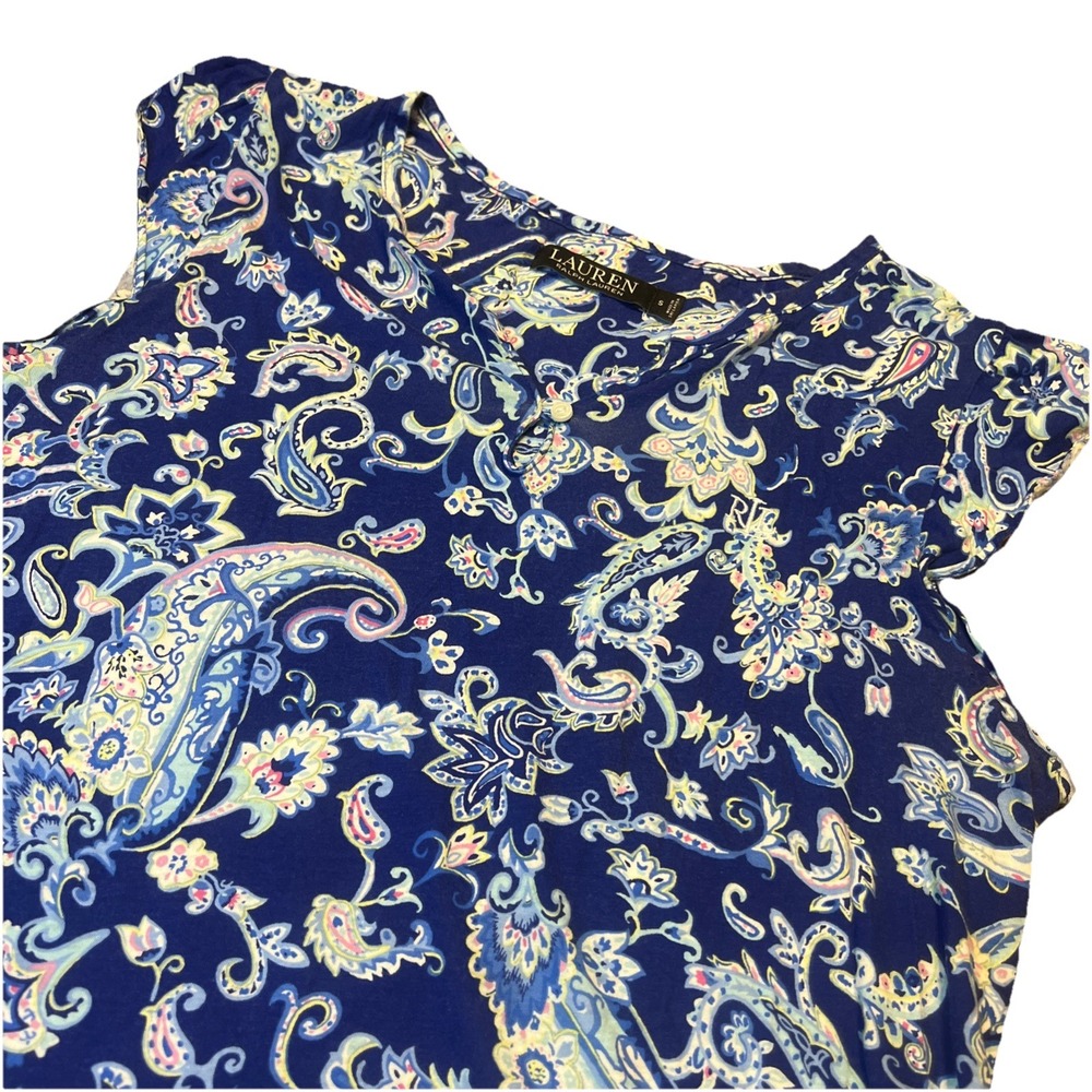 Lauren Ralph Lauren Black Label Blue Floral Night Gown Women's Size Small